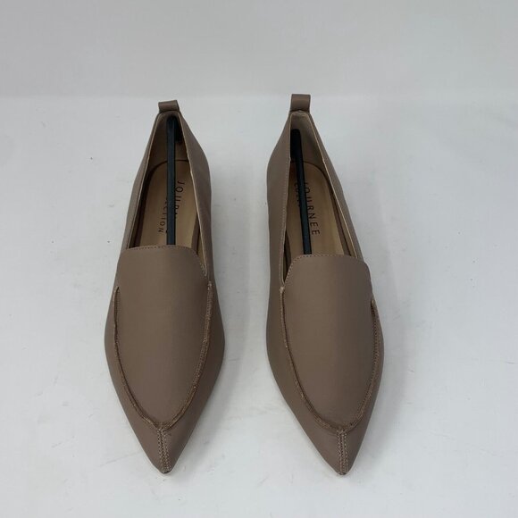Journee Collection Maggs 007451 Loafer Women 8.5 Taupe Leather Pointed Toe S0749 - Picture 3 of 10